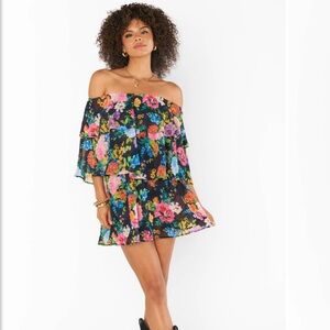 Show Me Your MuMu Strapless Floral Dress - Black and Multicolor